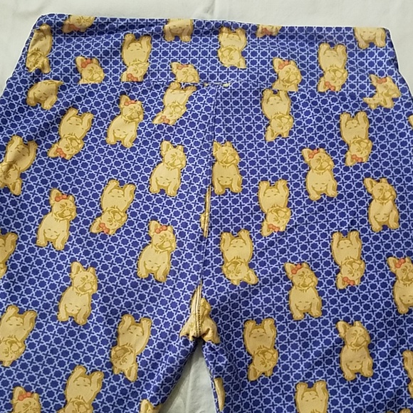 Lularoe T&C Unicorn dog frenchie w/ bows leggings - Picture 3 of 6